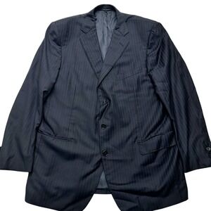 Ermenegildo Zegna Sport Coat Navy Striped Trofeo Wool 3 Button‎ Blazer 48R 58EU